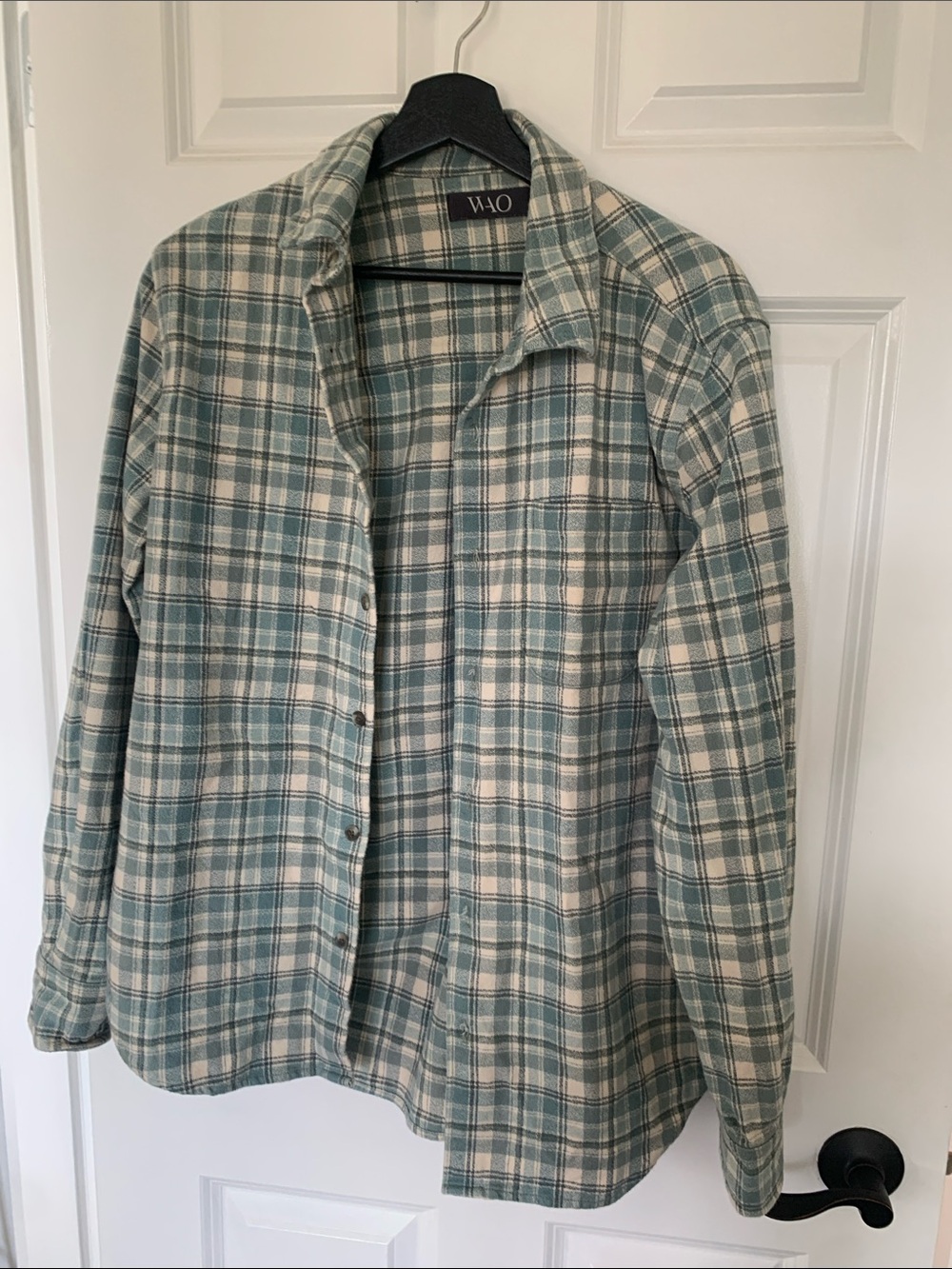 Teal & Cream Plaid Jean-Style Jacket